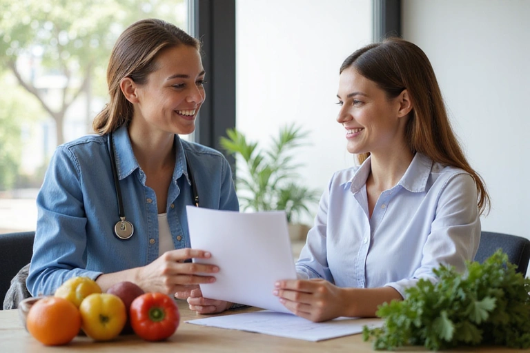 Dietetician explaining a personalized diet plan to a client